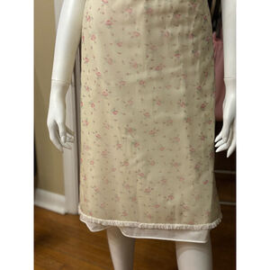 Vintage Ro Jene Lingerie Beige Floral slip Skirt Size M